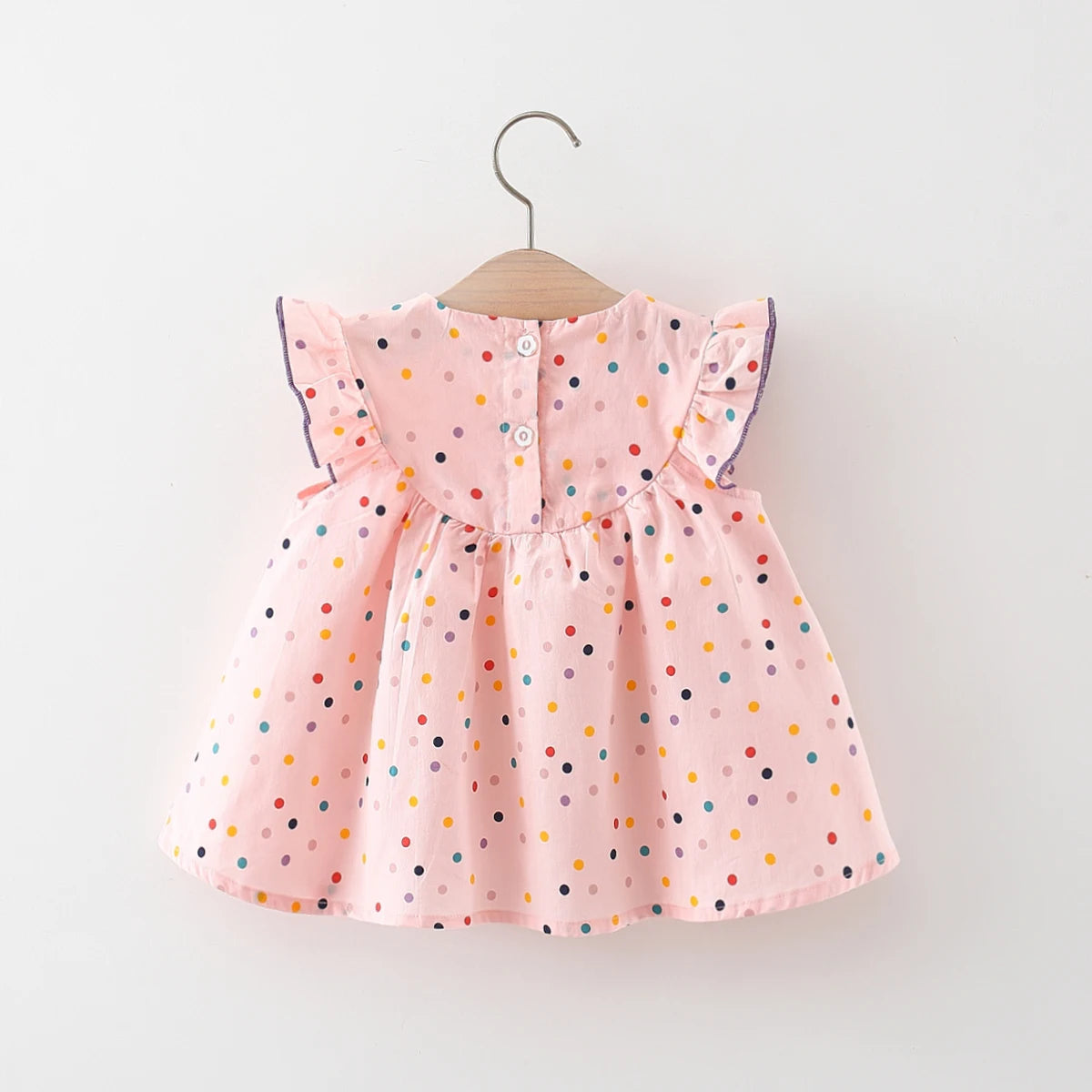 Vestido de Bebê de Algodão Bordado com Flores
