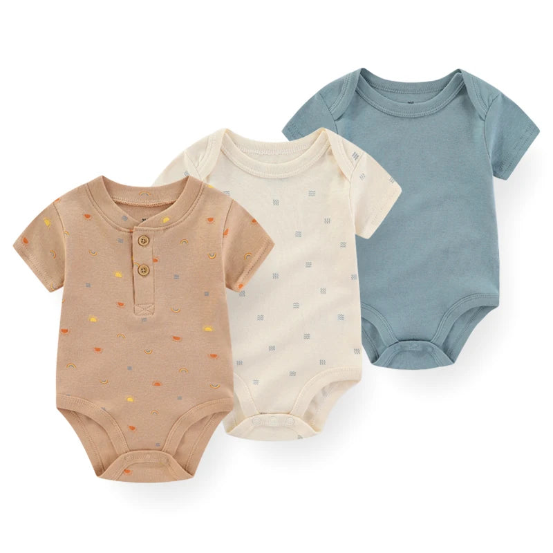 Conjunto 3 Bodies Infantil de Verão Estilo Cartoon